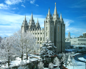 Salt Lake Temple in the snow